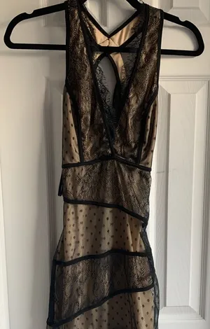 Sexy Cut Out Black Lace Dress Size Small Naked Look thumbnail 1
