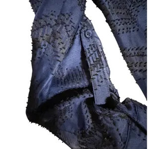 The Limited‎ Navy Blue Chevron Clip Dot Roll Tab Sleeve Blouse Small thumbnail 4