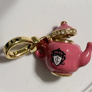 RARE LIMITED EDITION Juicy Couture Pink/Gold Tea Kettle- Bag or Necklace Charm thumbnail 7