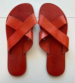 Matisse Topa Sandals Womens 8M Orange Leather Crisscross Slide Made in Brazil thumbnail 1