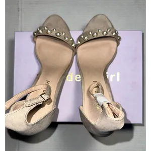 Madden Girl Block Heels Women 9 Bitsyy Blush Suede Faux Pearls Wedding Prom New thumbnail 6