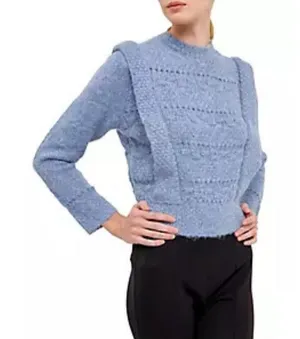 Endless rose Size L NWT BLUE CHUNKY WOOL KNIT DETAILED SWEATER $100‎ thumbnail 1