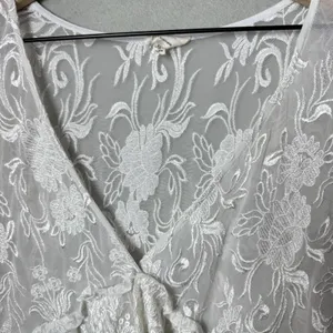 Emory Park Floral White Lace Peplum Top Long Sleeve Size M thumbnail 8