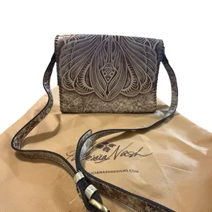 Patricia Nash Granada Tooled Leather Crossbody Bag in Burnished Bronze Metallic thumbnail 2
