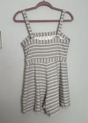 Anthropologie Paper Crown Womens S Romper Lined Shorts Zipper Jumper Cream Navy thumbnail 6