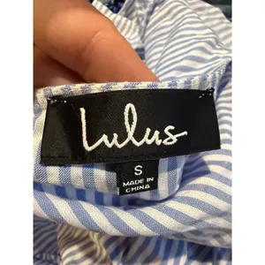 Lulus Blue and White Striped Mini Dress Cutout‎ Tie Front Short Sleeve S thumbnail 3
