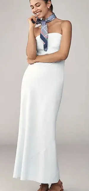 Anthropologie Strapless White Maxi Dress - Minimalist Summer Slip SZ Medium thumbnail 1