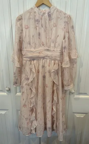 Motf pink floral midi dress size medium thumbnail 1