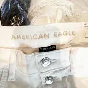American Eagle Super Hi Rise Crop Flare Chewed Hem Jeans White 29 Short thumbnail 3