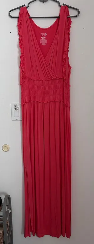 New Womens Time & Tru Maxi Dress Super Soft Rayon Spandex Stretch Pink size XXL thumbnail 1
