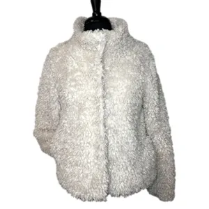 Loft Lounge Sherpa Soft Button Up Cream Women’s Small thumbnail 2
