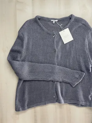 nwt NIA revolve knit grayish blue soft cardigan sweater L thumbnail 2