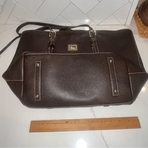 Dooney & Bourke Pebble Grain Tote Brown Leather Shoulder Bag thumbnail 16