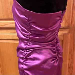 BHLDN Selena Strapless Stretch Satin Slip Ruched Midi‎ Dress Purple Size Medium thumbnail 12