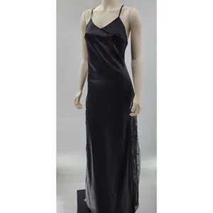 HHQ Maxi Slip Dress Size M Black Satin Lace Trim Spaghetti Strap Sexy NWT thumbnail 16