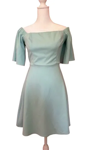 ASOS Mint Aqua Open Back Bow Mini Dress Coquette regency Fit Flare Size NWT 6 thumbnail 1