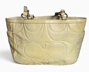 Coach Gallery Signature C Stitched Patent Leather Tote Butter Yellow Bag thumbnail 1