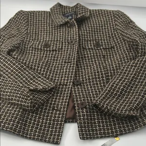 Jones New York Black and White Tweed Blazer thumbnail 1