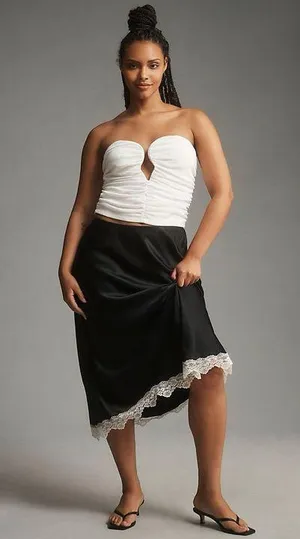 NWT Anthropologie Black The Tilda Slip Skirt: Lace-Trimmed Edition. Size Small thumbnail 1