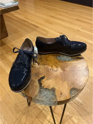 Miu Miu Navy Patent Leather Oxford Shoes Sz36 thumbnail 2