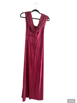 Oysho Elegant Draped Cowl Maxi Dress in Burgundy thumbnail 10