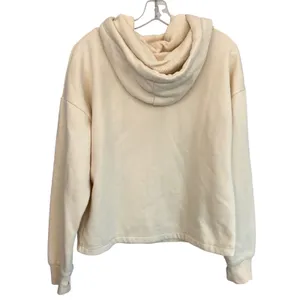 Bench Womens M Cream Cropped Pullover‎ Hoodie Sweatshirt Embroidered Logo thumbnail 3