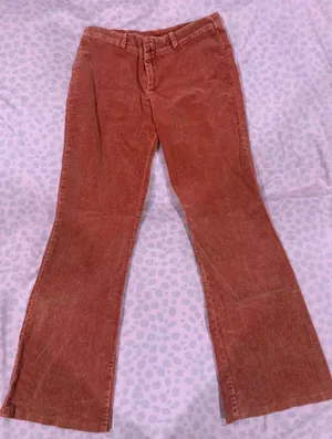 Orange/Coral Corduroy Low-Rise Capris thumbnail 1