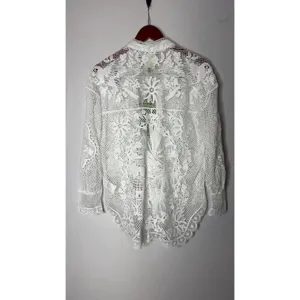 New Farm Rio Landscape guipure lace shirt off white sz XS thumbnail 8