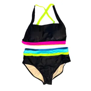 NWT Blooming Jelly High Waisted Bikini Set Tummy Control Neon Color Block Large thumbnail 5