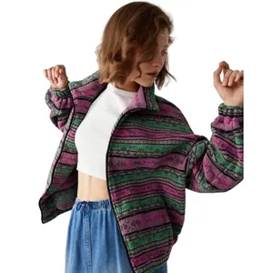 Cider‎ Pink Green Fair Isle Sherpa Fleece Full Zip Jacket XL New thumbnail 6