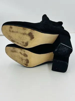 Ann Taylor Loft Women's Black Suede Ankle Boot Size 8.5 Side Zip 3" Block Heel thumbnail 9