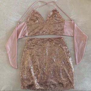 Lucy in the Sky Bel-Air Two Piece Set in Sequin Rose thumbnail 8