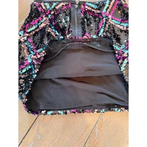 NWT Le Superbe Argyle Hotel Sequin Mini‎ Skirt Women Black Multi Plaid Size 2 thumbnail 6