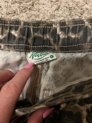 Leopard Print Barrel leg pants - Black & Cream thumbnail 4