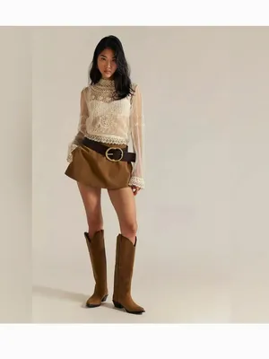 NWOT FREE PEOPLE X We The Free Paradise Found Suede Skort pocket M thumbnail 4