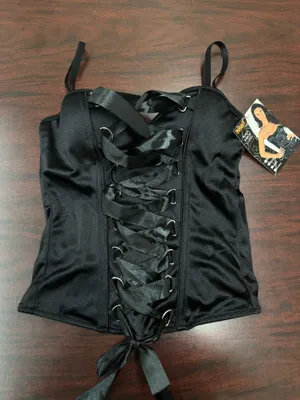 NWT Spirit Halloween Black Ribbon Corset Size Medium thumbnail 1