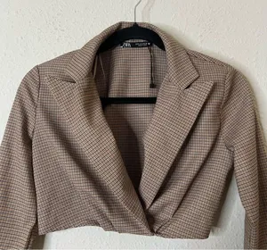 ZARA Plaid Blazer Crop Top Size Small thumbnail 5