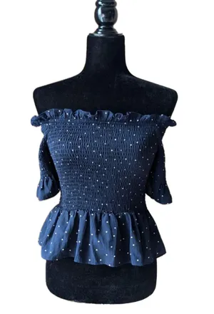 Boutique Polka Dot Shirred Top ✨ thumbnail 1