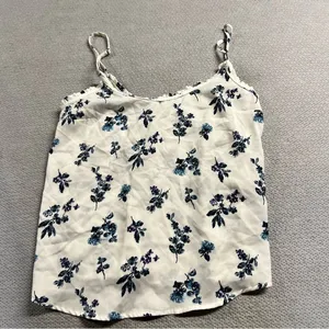 Abercrombie White & Blue Floral Print Swing Cami Tank Top XSmall EUC thumbnail 1