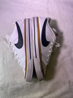 Nike White Sneakers with Black Swoosh and Orange Accent thumbnail 8