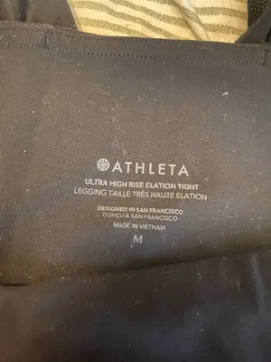 Athleta Ultra High Rise Black Leggings size M, ok condition, pet friendly home thumbnail 2