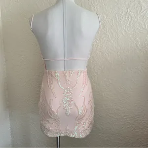 Lucy in the Sky Pale Pink Iridescent Sequin Mini Dress Medium thumbnail 9