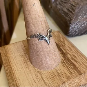 Sterling Silver Buck Deer Head Ring Sizes 7,8,9 Silver thumbnail 3