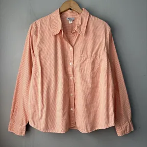 Old Navy Button Up Shirt Size XL Orange Gingham Cotton Preppy Business Casual thumbnail 1