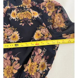 LOST + WANDER Floral Long Sleeve Navy Dress size large thumbnail 6