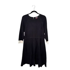 Vince Camuto Black And White Trim Fit And Flare Knit Sweater Dress Size XL thumbnail 5