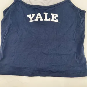 Yale Univerity blue & white game day spell out cropped tank top size medium thumbnail 5