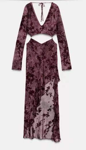 Zara ASYMMETRIC FLOCKED TULLE CUT OUT DRESS thumbnail 1