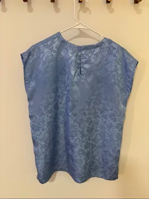 Light Blue Floral Jacquard Women's Top thumbnail 3