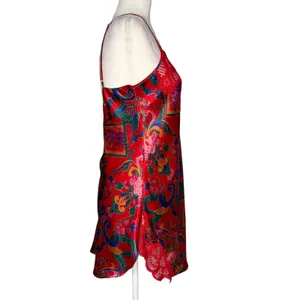 Victoria's Secret Vintage Gold Label Slip Dress Chemise S Red Lace Paisley Satin thumbnail 3